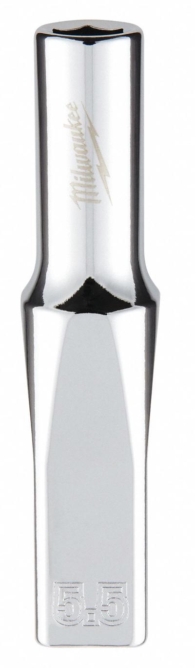 MILWAUKEE Deep Well Socket: Metric, 1/4 in Drive Size, 5.5 mm Socket Size, 6-Point - Anti-Roll Hand Sockets
