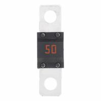 LITTELFUSE Automotive Fuse: 498 Series, Two-Hole, Bolt-On, Time-Delay, 50 A, 32 V DC, Non-Indicating (MPN MID50). Key specifications — Brand: LITTELFUSE; Series: 498.