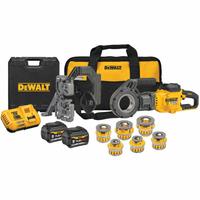 DEWALT Pipe Threading Machine: Cordless, FLEXVOLT, For 1/2 in to 2 in Pipe, 6 Die Heads (MPN DCE700X2K). Key specifications — attr551379: Case; attr551378: NPT; attr553540: 12R; attr551340: (2) Batteries; attr551343: 1/2 in to 2 in.