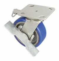 HAMILTON Plate Caster: Swivel, Total Lock, Polyurethane, 6 in Wheel Dia, 2 in Wheel Wd, Slot, Ball (MPN S-WH-6SPB-4SL-FB). Key specifications — Wheel Bearing Type: Ball; Wheel/Tread Color: Blue; Brand: HAMILTON; Caster Type: Swivel with Total Lock.