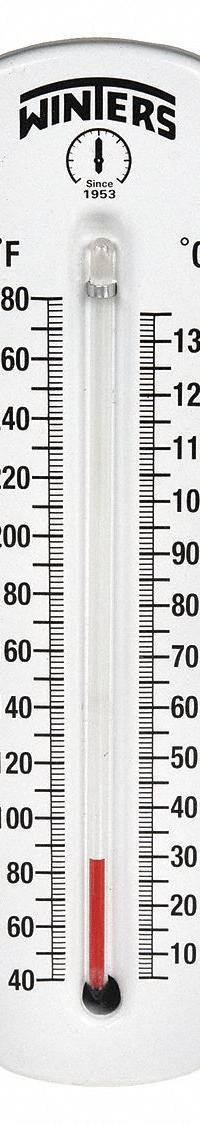 WINTERS Industrial Glass Thermometer: 40°F to 280°F /5°C to 135°C, +/-1% Accuracy, 2.525 in Stem Lg (MPN TSW173LF.). Key specifications — Thermometer Thread Type: NPT; Accuracy: +/-1%; Brand: WINTERS.