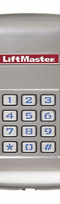 LIFTMASTER Commercial Access Control Keypad: For Use With Door Operators, 9V, 6 in Overall Ht, Gray (MPN KPW250). Key specifications — Brand: LIFTMASTER; Includes: Keypad; Color: Gray; For Use With: Door Operators; Material: Metal Alloy; Operating Voltage: 9V; Product Type: Keypad Receiver.