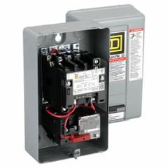 SQUARE D NEMA Magnetic Motor Starter: Non-Reversing, 3 Poles, NEMA Size 0, 18 A, 120V AC Coil (MPN 8536SBG2V02H30S). Key specifications — attr211388: SQUARE D; attr951453: 110/120V AC; attr951489: Three; attr951482: None; attr951498: Screw Clamp Terminals; attr951468: No; attr984070: None; attr984425: No Auxiliary Contacts Included.
