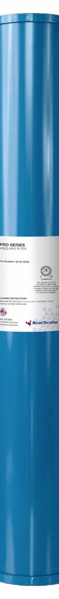 RESINTECH DI Cartridge: Ions, 0.8 lpm Flow Rate, MBD20, AF-20-4020, 2 1/2 in Overall Dia, 1. Key specifications — Media Within: MBD20; Material: Mixed Bed Resin; Product Type: DI Cartridge; Manufacturer Part Number: AF-20-4020.