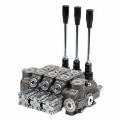 HYDRO CUSTOM Hydraulic Directional Control Valve: Four-Way / Three Positions, 13 gpm Flow Rate - Max (MPN 228316). Key specifications — Actuation Mechanism: Manual; Port Connections: Outlet; Spool Action: Spring Center To Neutral; Work Connection Size: #8; Work Connection Type: SAE O-Ring Boss; Brand: HYDRO CUSTOM; Pressure Connection Size: #10.