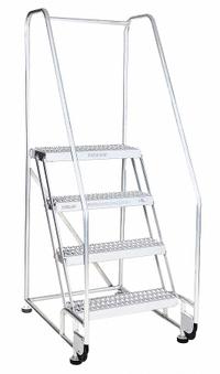 COTTERMAN Rolling Ladder: 1.7 ft Platform Ht, Assembled, Aluminum, 350 lb Load Capacity - Max (MPN 2TA18A3E10B8C50P6). Key specifications — Color: Gray; Brand: COTTERMAN; Handrail Configuration: Double Handrails; Rear Chain: None.