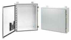 HOFFMAN Enclosure: Steel, 20 in x 20 in x 8 in, NEMA 12/13, Solid Cover, Hinged (MPN A202008LP). Key specifications — Brand: HOFFMAN; Closure Method: Clamps; Knockouts: Not Included.