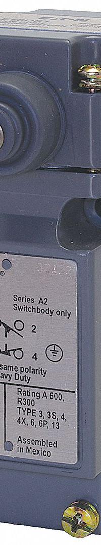 EATON Plunger Limit Switch: Plunger Actuator, Momentary/Momentary, Metallic, 8 ozf Op Force - Min (MPN E50BS1). Key specifications — Manufacturer Part Number: E50BS1; Brand: EATON; Electrical Connection: Screw Terminals; Action: Momentary/Momentary; Series: E50; Body Material Type: Metallic; Actuator Type: Plunger.