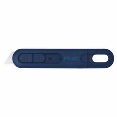 PACIFIC HANDY CUTTER, INC Safety Knife: 5 1/2 in Overall Lg, Plain, 1 in Overall Wd, Plastic, 10 PK (MPN E12207-4). Key specifications — attr307884: Slide Release Button; attr307885: Stainless Steel Standard Tip; attr307882: Blue; attr307878: Plain; attr307881: Plastic; attr324892: PACIFIC HANDY CUTTER, INC.