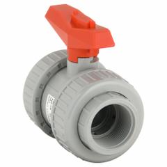 GF PIPING SYSTEMS Manual Two-Way Ball Valve: 1 1/4 in, CPVC, Straight, Socket x FNPT, Two-Piece (MPN 163375020). Key specifications — Brand: GF PIPING SYSTEMS; Handle: Lever.