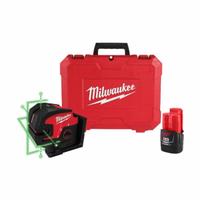 MILWAUKEE Laser with Battery: 2 Lines and 4 Dots, Green Beam, 0 Planes, +/- 1/8 in @ 33 ft Accuracy (MPN 3624-20, 48-11-2430). Key specifications — attr935979: M12; attr934757: MILWAUKEE; attr936112: +/- 1/8 in @ 33 ft; attr936114: Manual Leveling; attr935981: (1) Bare Tool.