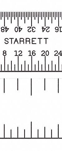 STARRETT Ruler: C604R-3, 3 in, 0.05 in Thick, 1/64 in, Chrome, Black, Rigid, Etched Graduation Mark. Key specifications — attr939978: 1/64 in; attr934745: STARRETT; attr944509: Chrome; attr939993: Decimal; attr986193: Etched.