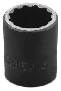 PROTO Impact Socket: 1/2 in Drive Size, SAE, 15/16 in Socket Size, 12-Point, Std, Black Oxide (MPN J7430). Key specifications — attr1215501: PROTO; attr1215515: Black Oxide; attr1215518: 15/16 in.