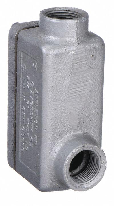 APPLETON ELECTRIC Conduit Outlet Body: Iron, Triple Coat Epoxy Coating, 1/2 in Trade Size - LB, LL and LR - 90° Elbow Type