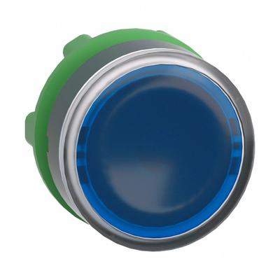 SCHNEIDER Flush Push Button: Blue, 22 mm Mounting Size, Non-Metallic - Illuminated Flush-Mount Push-Button Operators