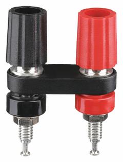 Double Binding Post: 1 3/4 in Lg, Brass, Polycarbonate, 2,500 V Max Volt, 15 A Max Current, Black (MPN 4243-0). Key specifications — Contact Material: Brass; Body Material: Brass; Brand: POMONA; Color: Black.
