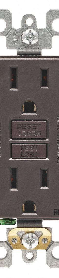 LEVITON GFI Receptacle: Decorator Duplex, 5-15, Brown, GFCI, 125V AC, 15 A, 2 Pole / 3 Wire (MPN GFNT1)