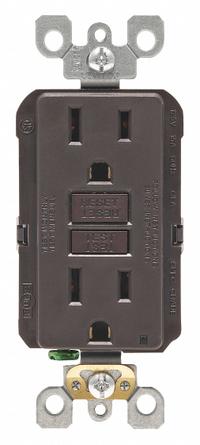 LEVITON GFI Receptacle: Decorator Duplex, 5-15, Brown, GFCI, 125V AC, 15 A, 2 Pole / 3 Wire (MPN GFNT1)
