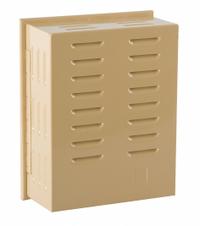 APPROVED VENDOR Universal Thermostat Guard: Hinged, Beige, Ring Base/Solid Base, Single Wall (MPN 13J040). Key specifications — Base Type: Solid Base; Cover Type: Hinged; Brand: APPROVED VENDOR; Thermostat Guard Cover Color: Beige; Inside HxWxD: 8-5/8 in H x 6-3/4 in W x 3 in D; Guard Construction: Single Wall; Outside HxWxD: 9-3/16 in H x 7-1/4 in W x 3-5/16 in D.