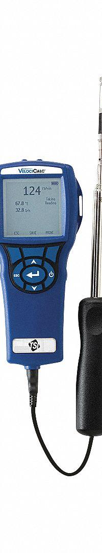 TSI ALNOR Anemometer: Relative Humidity, Hot Wire, Air Velocity/Relative Humidity/Temp, Included (MPN 9565). Key specifications — Data Logging: Yes; Manufacturer Part Number: 9565; Brand: TSI ALNOR; Digital Display Screen Type: LCD; Display Type: Digital; Includes: USB Cable; Power Source: Battery; Relative Humidity Accuracy: +/-3%.