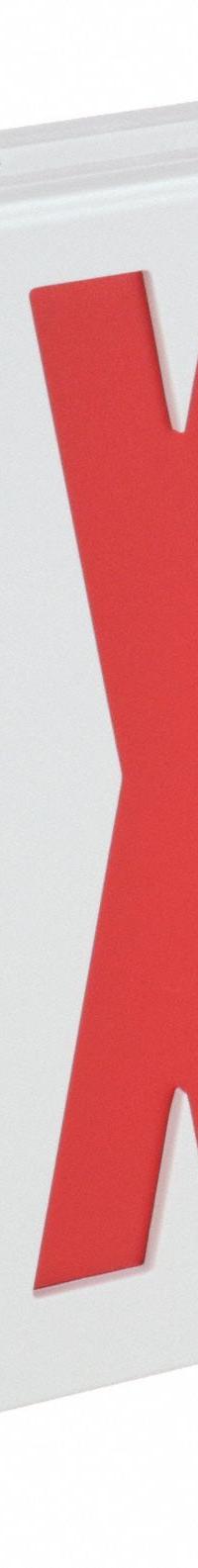 Exit Sign: LED, White, Red, 2 Faces, Ceiling/Wall, Not Battery Powered, Without Battery Backup (MPN CAR). Key specifications — Voltage: 120/277 V AC; Directional Indicators: Universal Field Selectable Chevrons; Text Color: Red; Brand: COMPASS; Emergency Battery Backup: No; Housing Color: White; Lighting Technology: LED; Remote Capable: No.