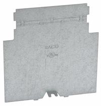RACO Data Box Partition Plate: Steel, Silver, Box, 0.06 in Overall Dp, 4.5 in Overall Wd (MPN 981). Key specifications — For Product Type: Box; Brand: RACO; Accessory Type: Voltage Partition; Color: Silver; Material: Steel.
