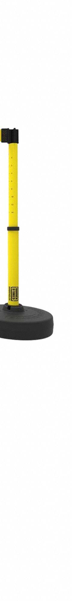 Belt Barrier System: 42 in Post Ht, 15 ft Belt Lg, Yellow, 4 No. of Posts, Message, Fillable Base (MPN PL4078). Key specifications — Brand: BANNER STAKES; Base Shape: Round Flat; Belt Color: Yellow; Message: Caution Do Not Enter; Post Color: Black/Yellow; Includes: (5) Bases; Belt Type: Message.