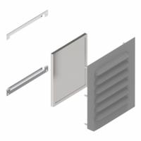 HAMMOND Louvered Vent Kit: 14 ga. Steel, 5.3 in Overall Ht, 6.3 in Overall Wd, 3.75 in Cut Out Ht (MPN 1481L3R56SS). Key specifications — Brand: HAMMOND; Manufacturer Part Number: 1481L3R56SS.