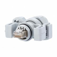 METZ CONNECT Plug: Cat6, Data/HDBaseT/Power, 8 Poles, Straight, Cable, Male Straight, Polycarbonate (MPN 130906-03-E). Key specifications — Housing Material: Polycarbonate; IP Rating: IP67; Mounting Type: Cable; Connector Color: Light Gray; Performance Category: Cat6; Application: HDBaseT; Connection Type: Crimp; Connector Gender: Male.