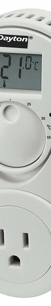 DAYTON Portable Heating Thermostat: Portable Heating Equipment (MPN 15F626). Key specifications — Brand: DAYTON; Switch Type/Action: SPST, Open on Rise; Display Type: Digital; Enclosure Rating/Material: Not Rated, PVC; Sensor Type: Thermistor; Programming Capability: Not Programmable; Temperature Control Range: 5° to 35°C; Temperature Differential: 1°F.