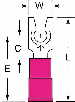 3M Fork Terminals: Red, Vinyl, #6 Stud Size, 22 AWG – 18 AWG Wire Range - Insulated Fork Terminals