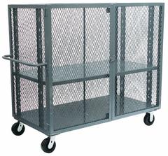 JAMCO Security Cart: 3,000 lb, 60 in L x 24 in W Self, 66 in L x 28 in W x 57 in H Overall Dim, Gray (MPN VB260P600GP). Key specifications — Shelf Type: Fixed; Caster Brake Type: No Brake Included; Brand: JAMCO; Caster/Wheel Configuration: (2) Swivel; Shelves Included: 2.