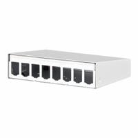 METZ CONNECT RJ45 Housing: Surface, Steel, RJ45, 8 Ports, Unequipped (MPN 130861-0802-E). Key specifications — Housing Material: Steel; Includes Connector: Unequipped; Mounting Type: Surface; Product Type: Module Housing; Connector Color: White; Connection Type: RJ45.