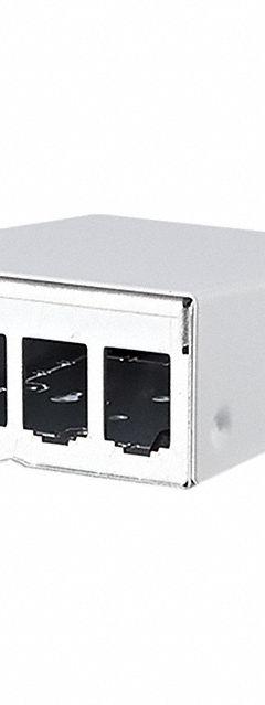 METZ CONNECT RJ45 Housing: Surface, Steel, RJ45, 4 Ports, Unequipped (MPN 130861-0402-E). Key specifications — Housing Material: Steel; Includes Connector: Unequipped; Mounting Type: Surface; Product Type: Module Housing; Connector Color: White; Connection Type: RJ45.