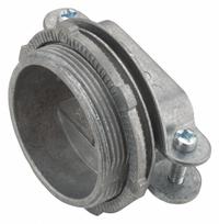 RACO Threaded Metal Connector: Die Cast Zinc, 1 1/2 in Trade Size, Clamp Style, 1 5/16 in Overall Lg (MPN 2856). Key specifications — attr28244: No; attr25407: Die Cast Zinc; attr28242: 00/3; attr79170: Silver; attr99477: RACO.
