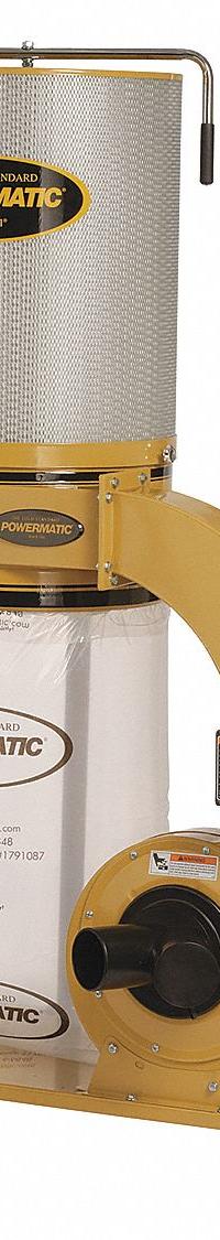 POWERMATIC Wood Dust Collector: Single-Stage, 115/230V AC, 1,300 cfm (MPN 1791079K). Key specifications — attr952404: POWERMATIC; attr1018713: 86% of 1 micron particles; 98% of 2 micron particles; attr979886: Bag; attr979899: 90 dBA.
