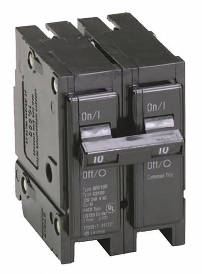 EATON Circuit Breaker: 10 A, 120/240V AC, Single Phase, 10kA at 120/240V AC - BR & BD Series