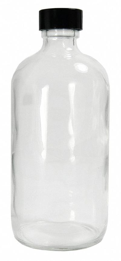 QORPAK Sampling Bottle: 240 mL, Colorless, 24-400, Phenolic, 108, PolyCone - Clear Narrow Mouth Round Glass Lab Bottles
