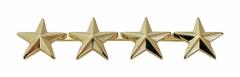 HEROS PRIDE Metal Rank Insignia: (4) Stars, 5/8 in, Gold, Metal, Clutch Pin, Rank Insignia, 1 PR (MPN 4493G). Key specifications — attr1074238: Clutch Pin; attr188498: 5/8 in; attr188499: Gold; attr188500: Metal; attr188503: (4) Stars; attr193746: HEROS PRIDE.