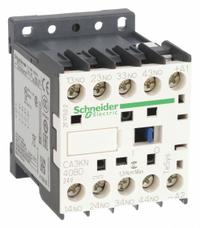 SCHNEIDER IEC Control Relay: DIN-Rail & Surface Relay Mounting, 24V DC Coil Volt, 4NO, 10 A (MPN CA3KN40BD). Key specifications — Brand: SCHNEIDER.