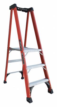 LOUISVILLE LADDER Platform Stepladder: 3 ft Ladder Size, Fiberglass, 375 lb Load Capacity, 24 lb Wt (MPN FXP1803HD). Key specifications — Brand: LOUISVILLE LADDER; Included Features: Impact-Resistant Bracing.