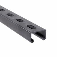 Strut Channel - Slotted: Steel, Pre-Galvanized, 12 ga Gauge, 10 ft Overall Lg, Black (MPN PV0000B22SH). Key specifications — Material: Steel; Color: Black; Finish: Pre-Galvanized; Hole Size: 9/16 in x 1-1/8 in; Hole Spacing: 2 in Center to Center; Slot Type: Slotted; Brand: CALBOND.