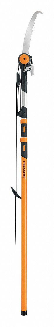 FISKARS Tree Pruner Pole and Pole Saw: 13 3/4 in Blade Lg, Steel, Rubber, 1 1/2 in, Wood (MPN 394731-1003). Key specifications — attr284616: FISKARS; attr279275: Steel; attr279276: Rubber; attr279277: 1-1/2 in; attr279282: Wood.