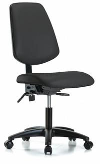 Cleanroom Chair: Vinyl, Armless, Ht Range 19 in to 24 in, 18 1/2 in Seat Wd, 17 in Seat Dp, Black (MPN GRVDHCH-MB-RG-RC-8540). Key specifications — Foot Support: No; Back Tilt Backward: 12°; Base Material: Nylon; Brand: APPROVED VENDOR; Product Type: Cleanroom Chair; ESD-Safe: Not ESD Safe; Seat Tilt Forward: 8°.
