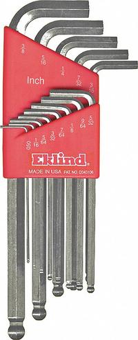 EKLIND Hex Key Set: 11 - 15 Pieces, Bright-Ball-Hex-L Long, L, SAE, Single Ball End, Long, 13 Pieces (MPN 13313). Key specifications — attr1205553: Not Tether Capable; attr1205554: EKLIND; attr1205568: Bright; attr1293176: 11 - 15 Pieces.