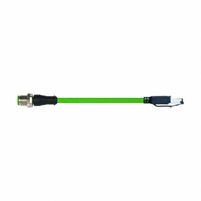 MURRELEKTRONIK Cordset: Cat5, M12 Male Straight x RJ45 Male Straight, 10 m Lg, PUR, Green - M12 Connector to RJ45 Connector Cordsets