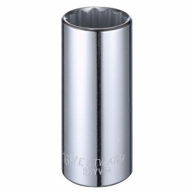 WESTWARD Socket: SAE, 1/2 in Drive Size, 1 1/16 in Socket Size, 12-Point, Deep, Chrome - 1/2" Drive Hand Sockets