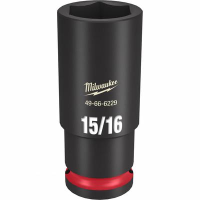 MILWAUKEE Deep Impact Socket: 1/2 in Drive Size, SAE, 15/16 in Socket Size, 6-Point - 1/2" Drive Impact Sockets