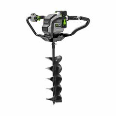 EGO Power Earth Auger: Cordless, Tool Only, 8 in Max Drilling Capacity, 210 RPM Max Speed, Clockwise (MPN EG0800). Key specifications — Rotation: Clockwise; Brand: EGO; Battery Capacity: 5.0 Ah.