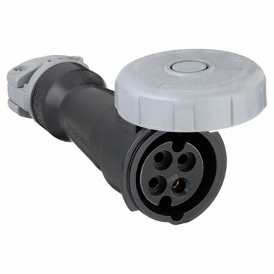 HUBBELL Pin and Sleeve Connector: Black, 600V AC, Three Phase, 20 A, 3 Pole, 4 Wire - Washdown-Rated Connectors